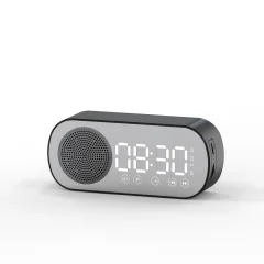 Večnamenski Pametni Fm Radio, Bluetooth Zvočnik, Budilka, Zrcalna Ura, Črna