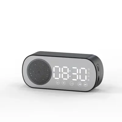 Večnamenski Pametni Fm Radio, Bluetooth Zvočnik, Budilka, Zrcalna Ura, Črna