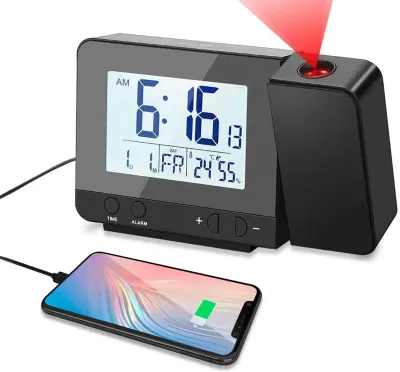 Projekcijska Budilka, Digitalna Projektorska Budilka Z Velikim Lcd Zaslonom, Stropna Projekcija Ala