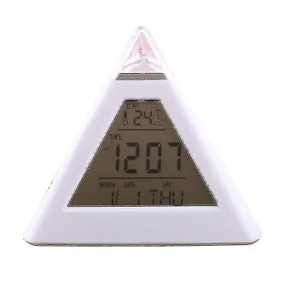 Digitalna Led Budilka 7 Barvno Spreminjajočih Se Svetlobnih Prikazovalnikov Časa In Temperature Piramidna Namizna Ura