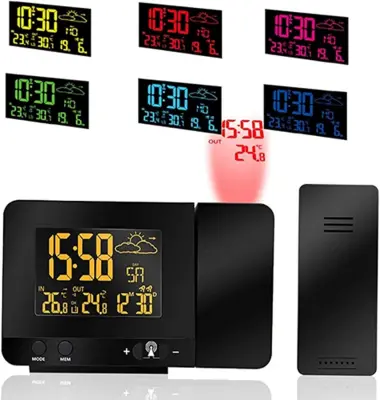 Digitalna Projekcijska Budilka, Notranja In Zunanja Temperatura, Vremenska Napoved, 12/24H Dan, Datum Di