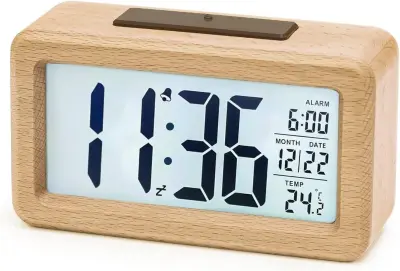 Lesena Digitalna Budilka, Led Budilka, Ki Ne Tiktaka, Digitalna Ura S Prikazom Datuma, Temperatura