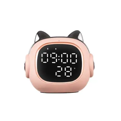 Smešne Mačje Digitalne Budilke Z Bluetooth Govorom - Roza