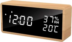 Bela Lesena Digitalna Budilka, Digitalna Ura S 3 Nastavitvami Alarma, Elektronska Budilka Z Napajanjem B