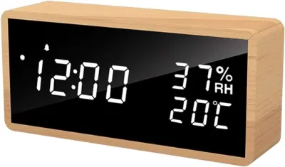 Bela Lesena Digitalna Budilka, Digitalna Ura S 3 Nastavitvami Alarma, Elektronska Budilka Z Napajanjem B