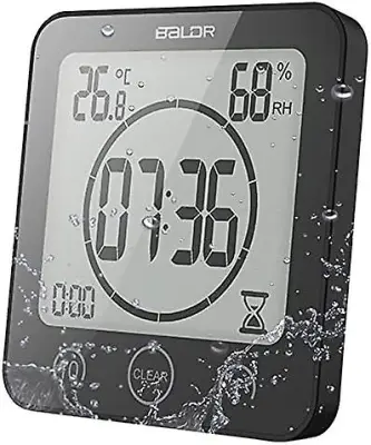 Kopalniška Ura, Ura Za Temperaturo In Vlažnost, Lcd-Zaslon Vodotesen Digitalni Tuš Budilka Nadzor Na Dotik/Odštevalnik Temperature In Vlažnosti