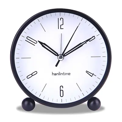 Modna Moderna Minimalistična Digitalna 4-Palčna Okrogla Kovinska Budilka Namizna Ura Mute Sweep Second Night Light Clock