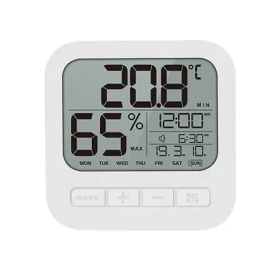 Digitalna Radijsko Vodena Led Budilka S Prikazom Temperature, Plastika, Bela, Z Osvetlitvijo Ozadja