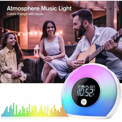 Led Atmosferska Lučka Bluetooth Zvočnik Budilka, Nočna Lučka Budilka Za, 4 Stopnje Svetlosti, Digitalna Budilka Za Najstnike, Spalnica