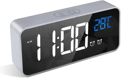 Digitalna Budilka, Led Budilka S Funkcijo Dremeža, Vrata Usb Za Polnjenje (Srebrne Barve)