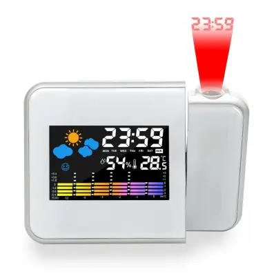 Budilka S Projekcijo, Led Digitalna Projekcijska Budilka Usb Polnilna Budilka Lazy Elektronska Ura Vremenska Projekcija Budilka Bela