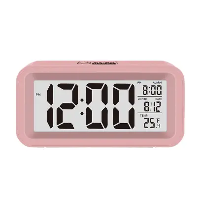 1 Kos (Roza) Digitalna Budilka, Led Budilka S Temperaturo, Funkcija Dremeža, 12/24H