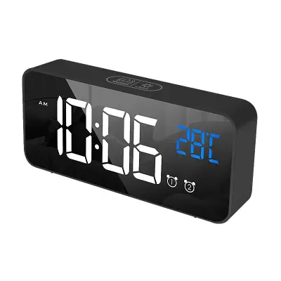 1 Kos (Črna) Digitalna Budilka, Led Budilka S Funkcijo Dremeža, Vrata B Za Polnjenje