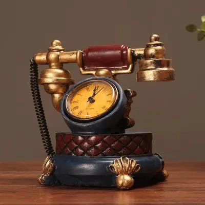 Kreativni Retro Model Telefona Namizna Ura 3D Retro Budilka