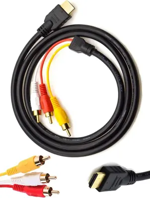 HDMI v RCA kabel 5 ft/1,5 m HDMI moški v 3-RCA video avdio AV komponentni pretvorniški kabel za HDTV (črn)