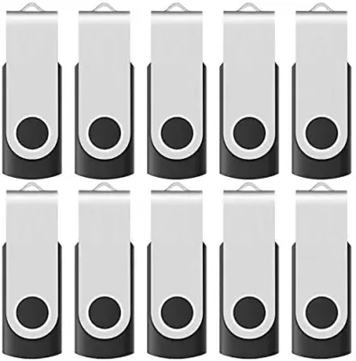 16 GB USB 2.0 Flash Memory Stick Drive Vrtljivi Thumb Drives, paket 10 kosov, z LED indikatorjem, (črni)