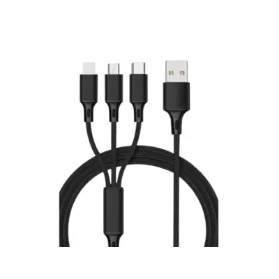 Večfunkcijski polnilni kabel za ios & Android & Type-c red$Multi polnilni kabel Kabel za več polnilnikov Najlonski pleteni USB kabel - črn