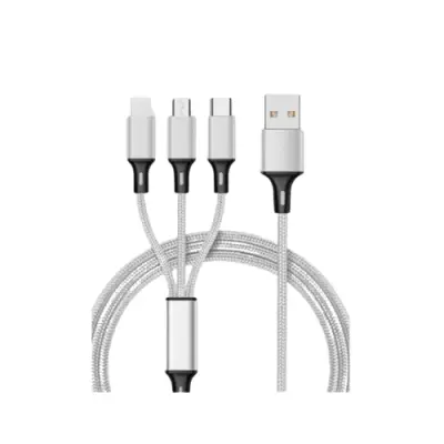 Večfunkcijski polnilni kabel za ios & Android & Type-c red$Multi polnilni kabel Kabel za več polnilnikov Najlonski pleteni USB kabel - srebrn