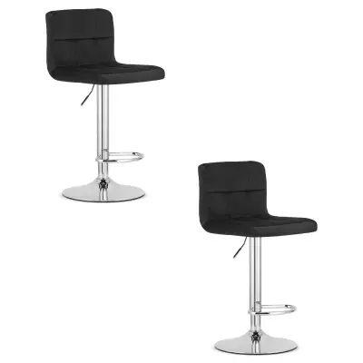 Hocker PROT - črni žamet / kromiran podstavek x 2