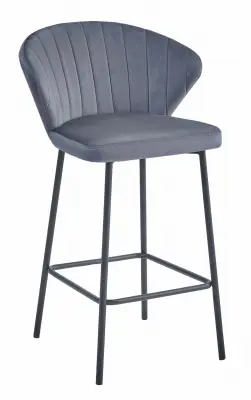 Hocker GATTA - temno siv žamet / črne noge x 1