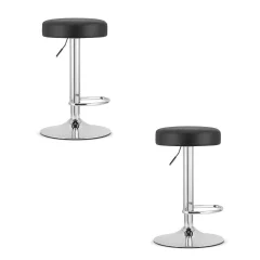 Hocker ROJST - črno eko usnje / kromiran podstavek x 2