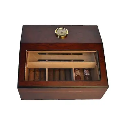 Dvoslojni Humidor iz Cedre, Velika Kapaciteta, za 30–80 Cigar, Darilo za Moške