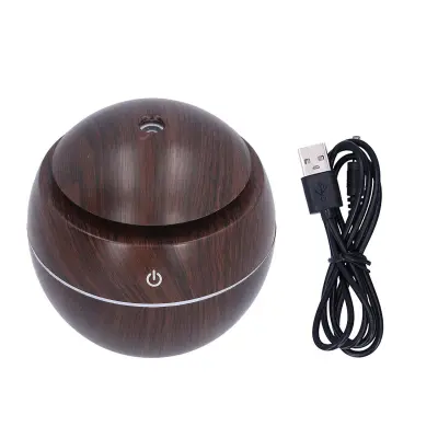 Mini Mushroom Usb Mist Vlažilec Z Ambientalno Nočno Svetlobo - 130 Ml (Temno Lesno Zrno)