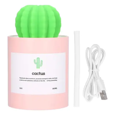 Pink Cactus Namizni Vlažilec - 280 Ml Nano Meglica Z Napajanjem Preko Usb, Tiho Delovanje