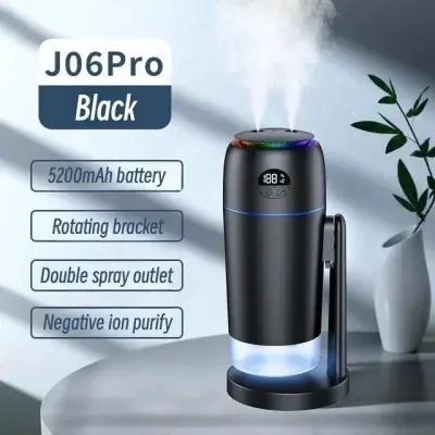 Aromaterapevtski Stroj Usb, Avtomobilski Vlažilec Zraka, Led Nočna Lučka, Tiha, 500 Ml, Pametni Vrtljivi Dvojni Vlažilec Zraka (Črn)