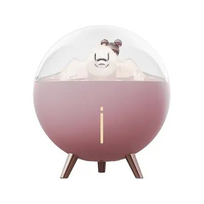 Prenosni Mini Vlažilec Space Bear Z Nočno Lučko, Namizni Vlažilec Usb, 260 Ml Hladne Meglice