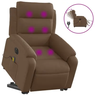 Električni masažni naslanjač - Relax naslanjač s funkcijo vstajanja rjav