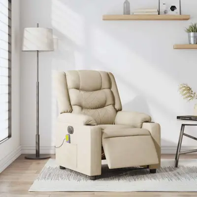 Električni masažni stol - Relax naslanjač krem blago