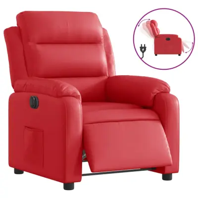 Električni naslanjač - Relax naslanjač rdeče umetno usnje
