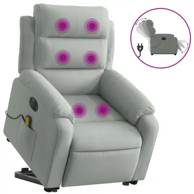 Električni masažni naslanjač - Relax naslanjač s funkcijo vstajanja sv. siv žamet