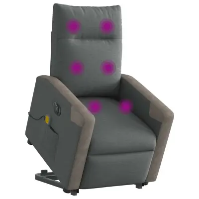 Električni masažni naslanjač - Relax naslanjač s funkcijo vstajanja temno siv