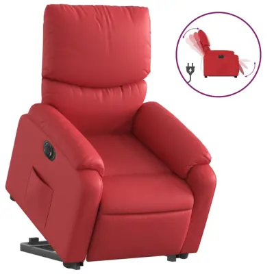 Električni naslanjač - Relax naslanjač s funkcijo vstajanja rdeče umetno usnje
