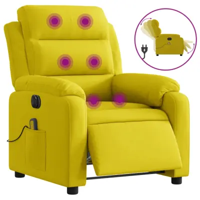 Električni masažni naslanjač - Relax naslanjač rumen žamet