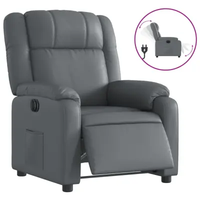 Električni naslanjač - Relax naslanjač sivo umetno usnje