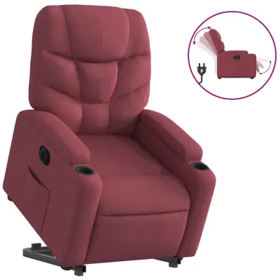 Električni naslanjač - Relax naslanjač s funkcijo vstajanja vinsko rdeč