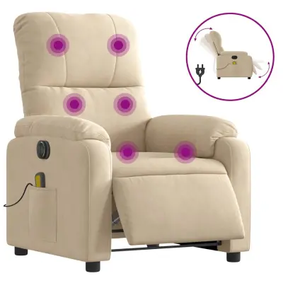 Električni masažni naslanjač - Relax naslanjač krem mikrovlakna