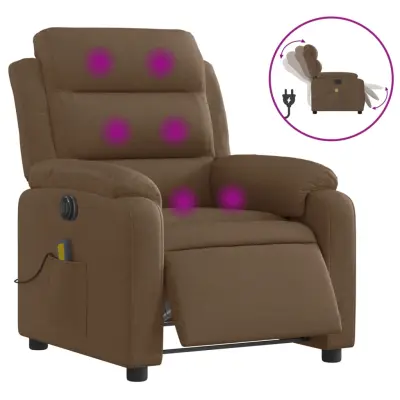 Električni masažni naslanjač - Relax naslanjač rjavo blago