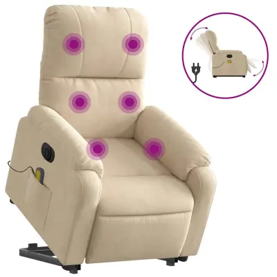 Električni masažni naslanjač - Relax naslanjač krem mikrovlakna