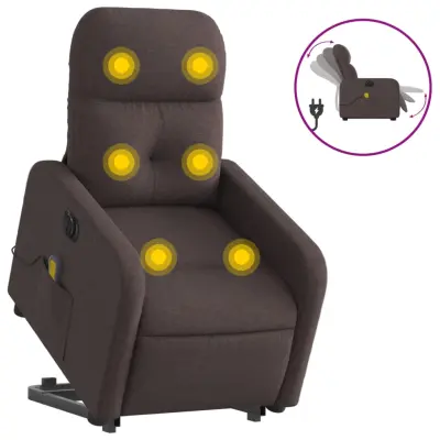 Električni masažni naslanjač - Relax naslanjač s funkcijo vstajanja temno rjav