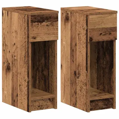vidaXL Nočne omarice s predalom 2 kosa starinski les 20x36x60 cm