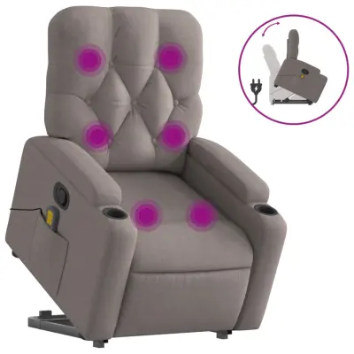 masažni naslanjač - Relax naslanjač s funkcijo vstajanja taupe blago