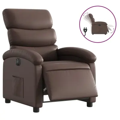 Električni naslanjač - Relax naslanjač rjavo umetno usnje