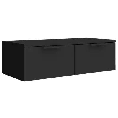Stenska omarica - Zidna omarica črna 68x30x20 cm inženirski les iu846
