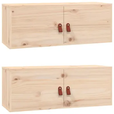 Stenska omarica - Zidna omarica 2 kosa 80x30x30 cm trdna borovina iu50