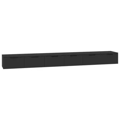 Stenska omarica - Zidna omarica 2 kosa črna 102x30x20 cm inženirski les iu1413