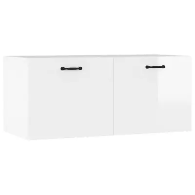 Stenska omarica - Zidna omarica visok sijaj bela 80x36,5x35 cm inženirski les iu557